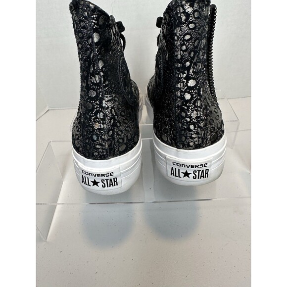 Converse Chuck Taylor All Star Black Metallic Leather Platform Chelsea Hi Top 8 - Picture 5 of 10